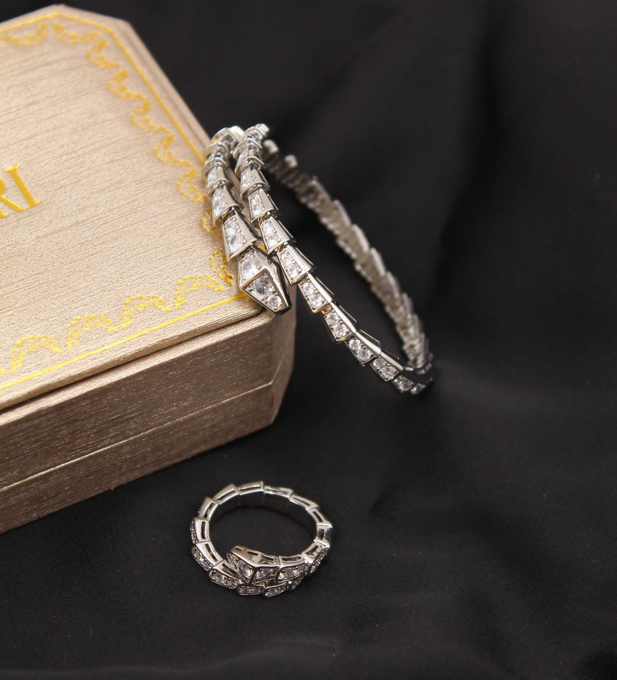 BVLGARI Segmented Wrap Bracelet and Ring Set