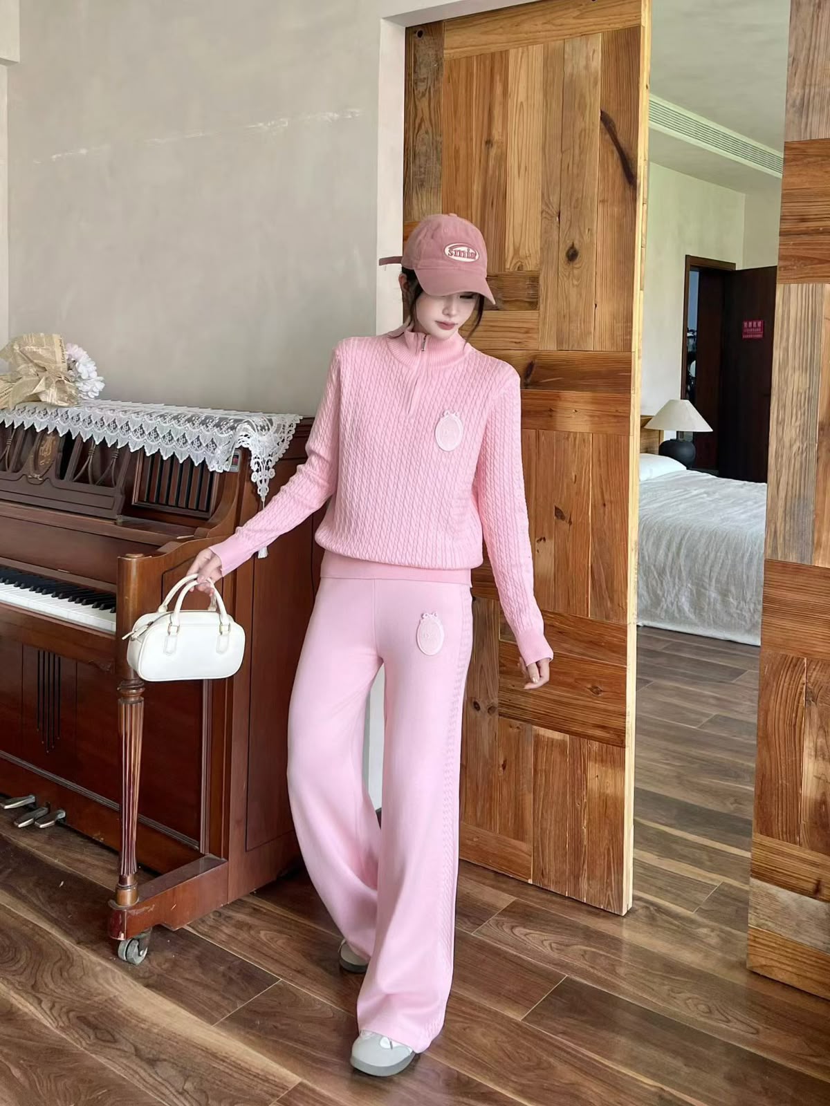Dior Half-Zip Sweater and Wide-Leg Trousers Set