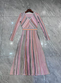 Missoni Striped Long-Sleeve Pleated Dress