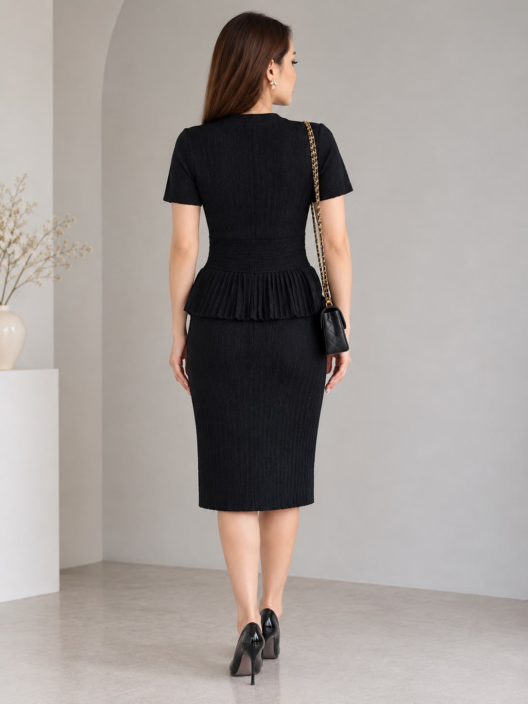 Self-Portrait Embellished-Button Top and Midi Skirt Set
