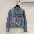 CHANEL Check Denim Jacket and Trousers Set
