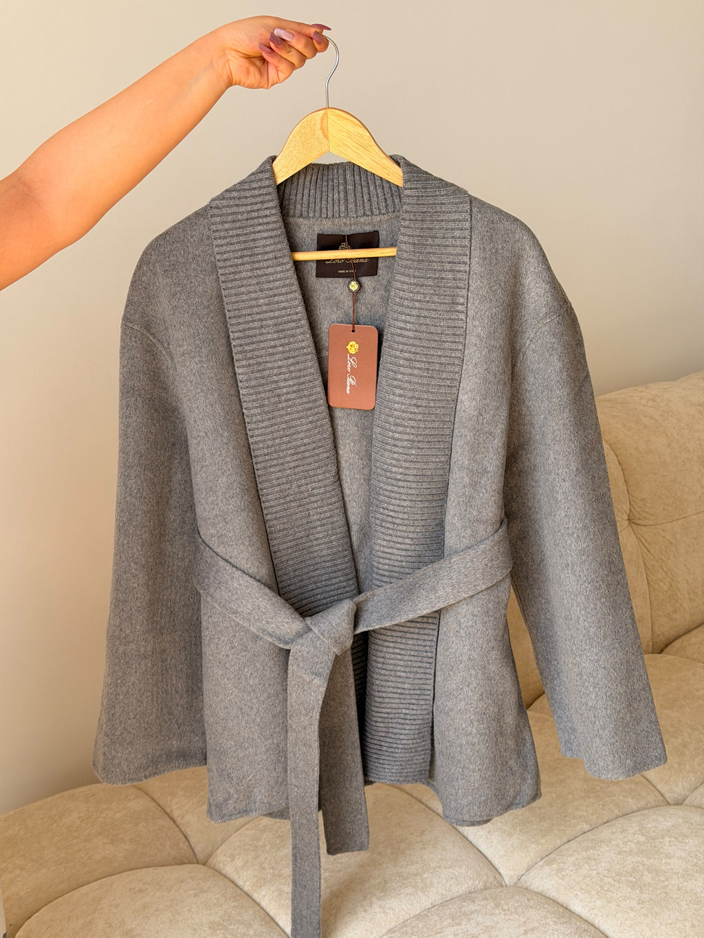 Loro Piana Shawl-Collar Belted Cardigan