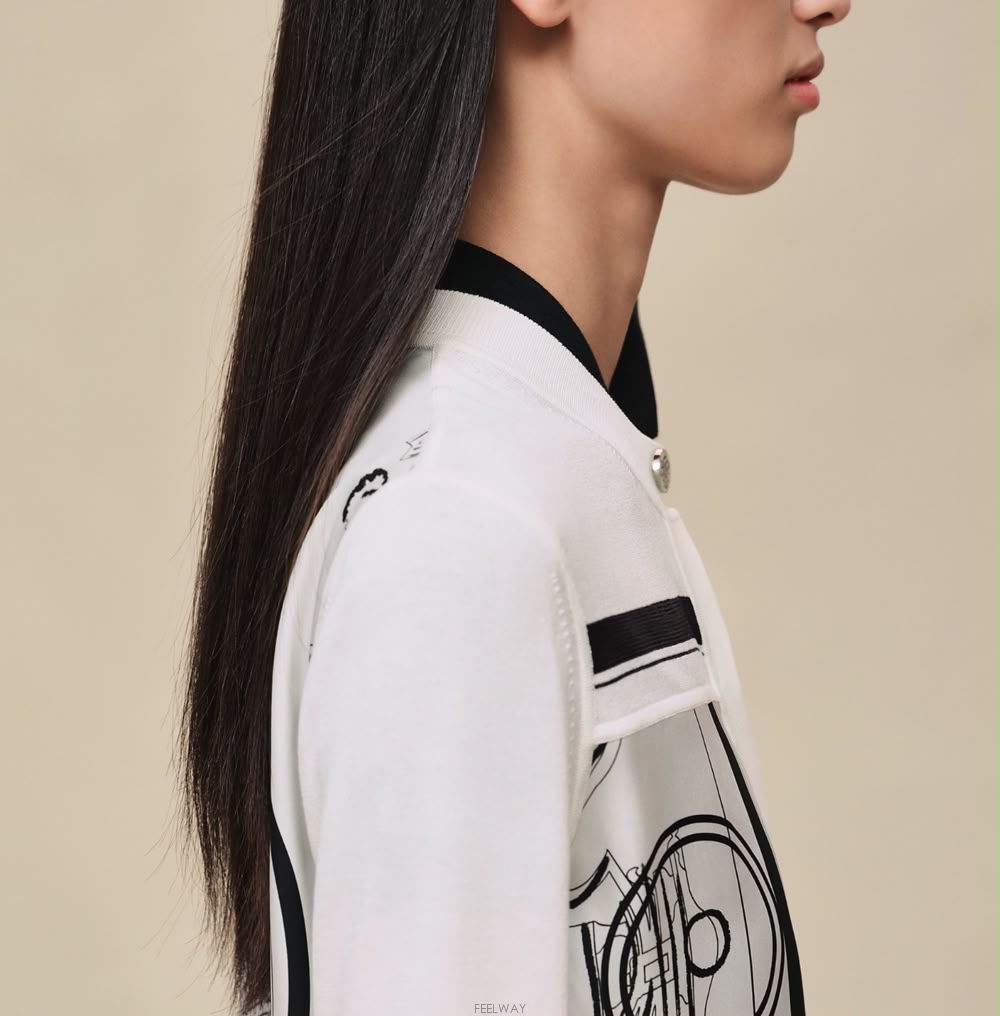 HERMES Black Drawing-Print Cardigan