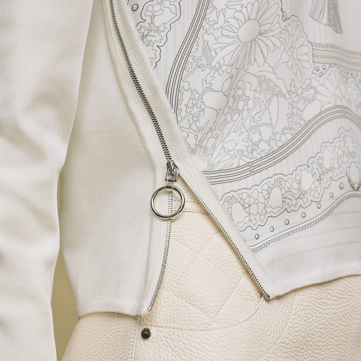 HERMES Drawing-Print Side-Zip Sweater