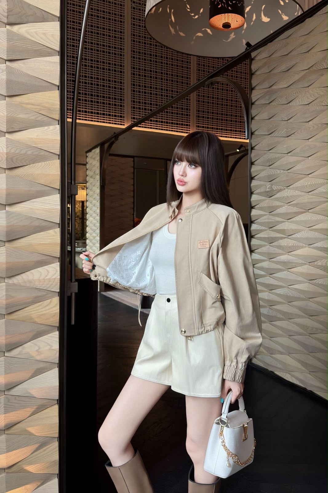 LV Cropped Stand-Collar Jacket