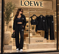 LOEWE Hoodie Crop Top and Wide-Leg Trousers Three-Piece Set