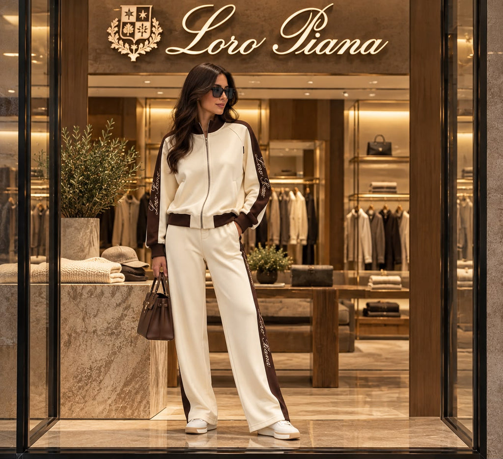 Loro Piana Side-Stripe Zip Jacket and Wide-Leg Trousers Set