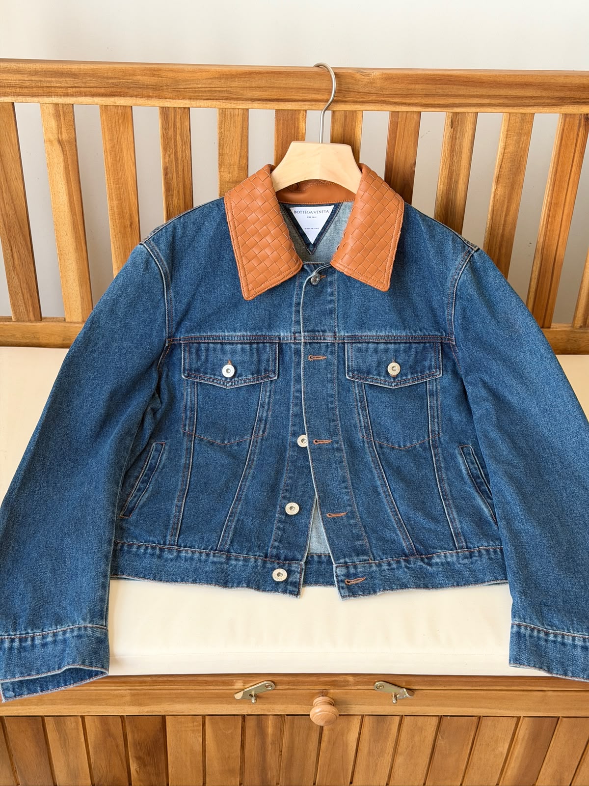 Bottega Woven-Collar Denim Jacket