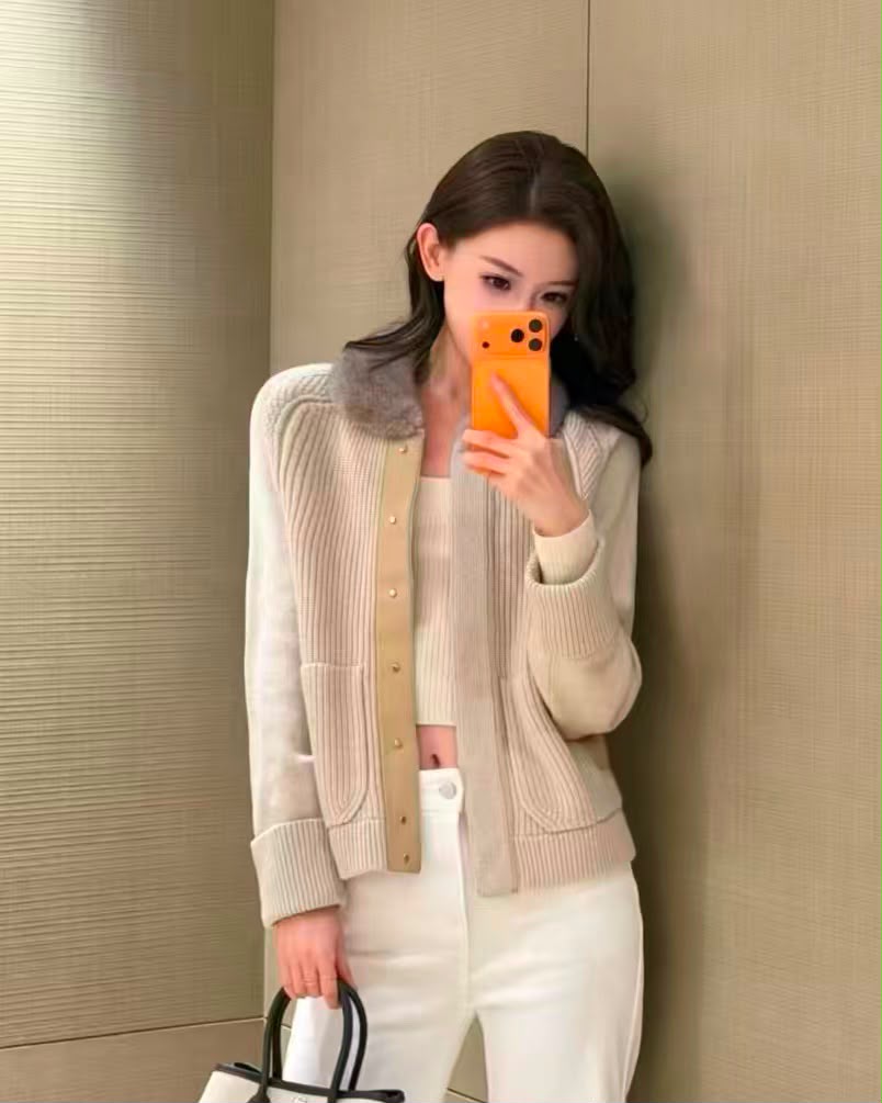 Loro Piana Fur-Collar Knit Jacket