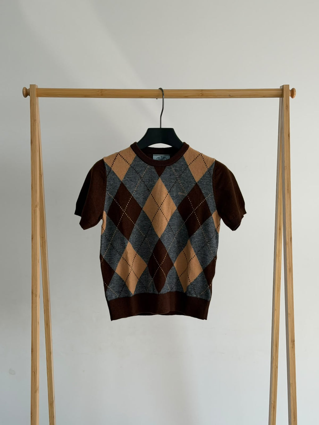 Prada Argyle Short-Sleeve Top
