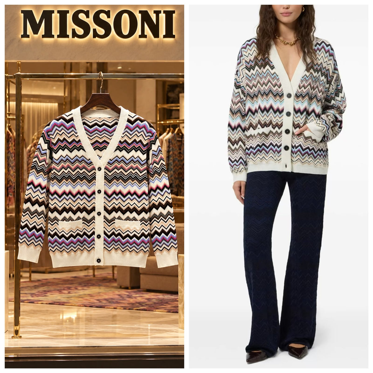 Missoni Multicolour Chevron Button-Front Cardigan