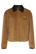 Miu Miu Contrast-Collar Corduroy-Effect Zip Jacket