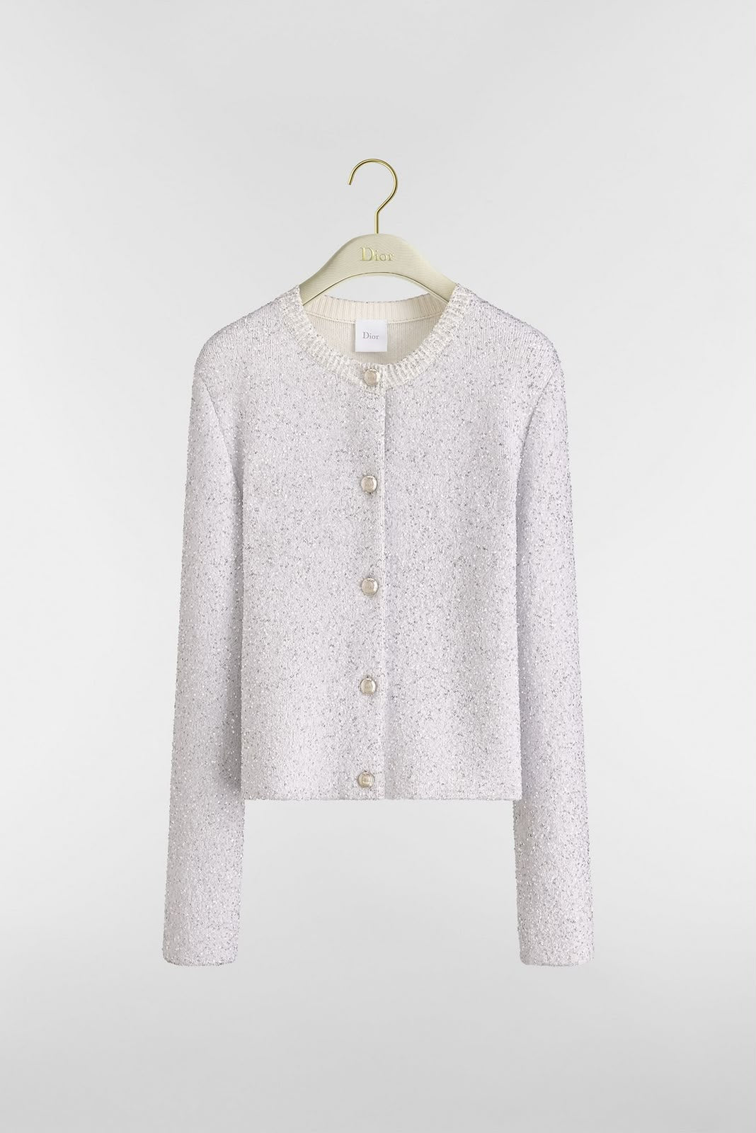 Dior Textured Shimmer Button-Front Cardigan