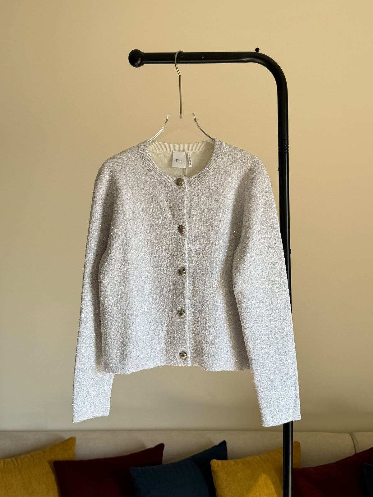 Dior Textured Shimmer Button-Front Cardigan