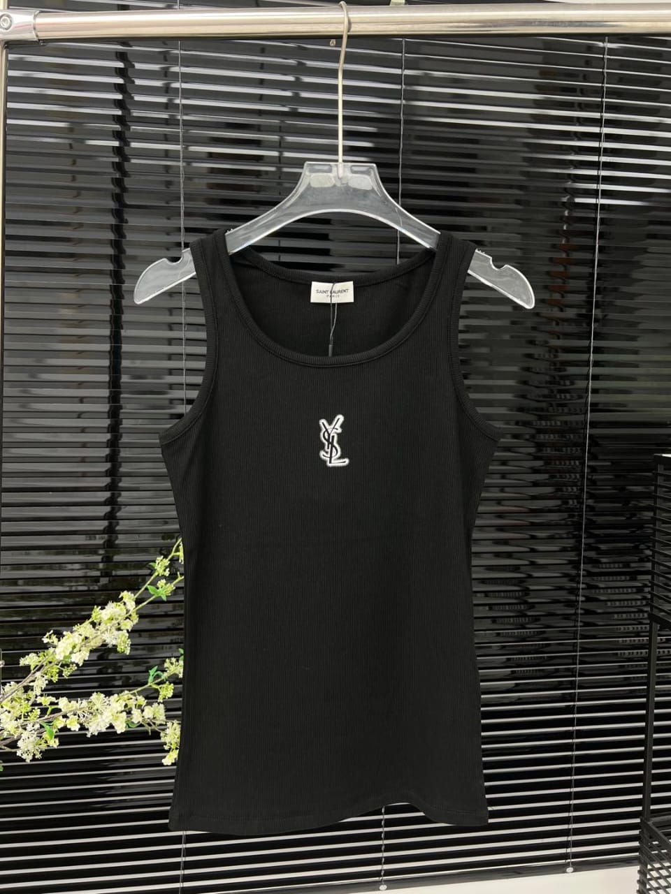 Saint Laurent Monogram Ribbed Tank Top