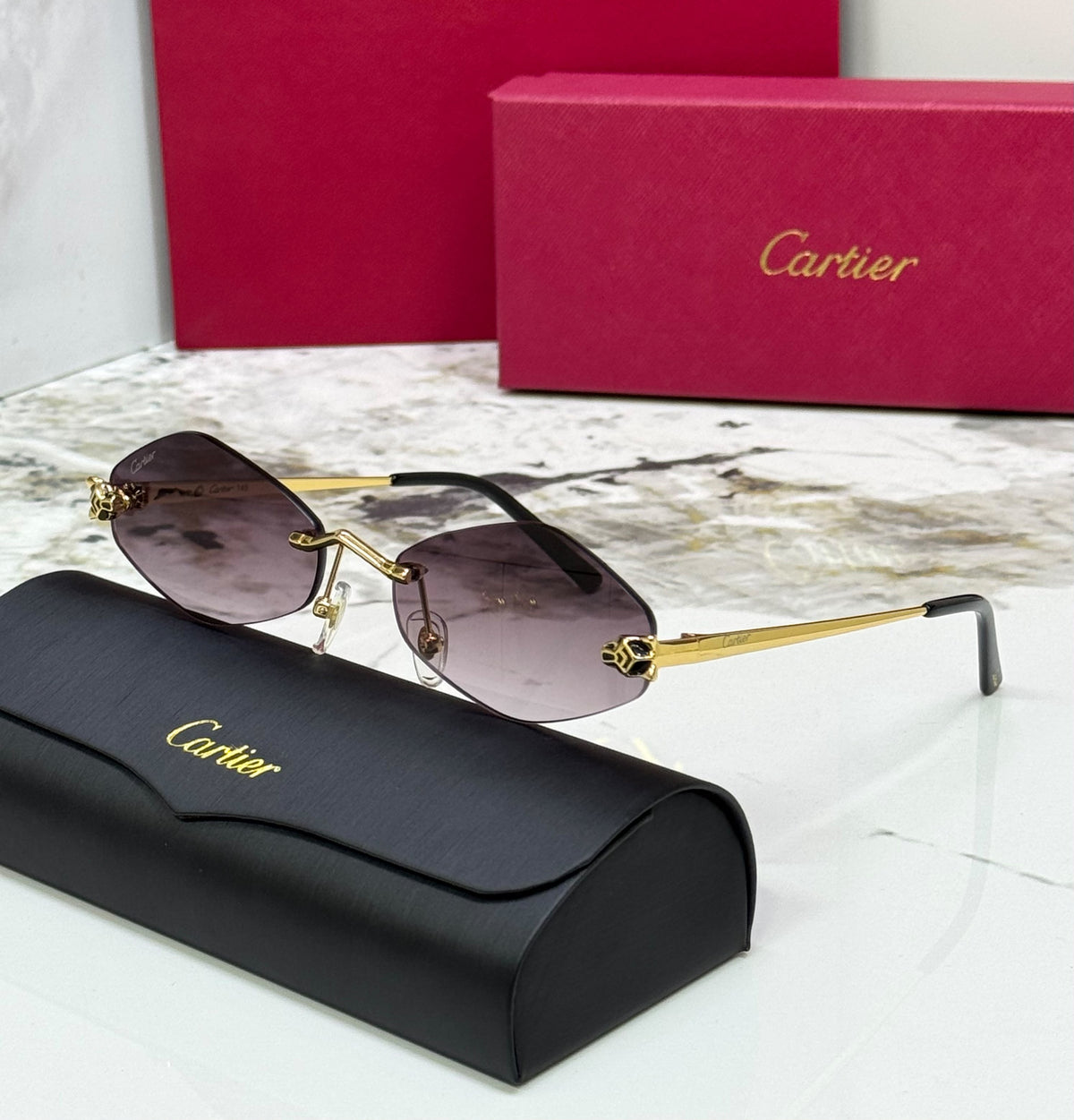 Cartier Geometric Rimless Sunglasses