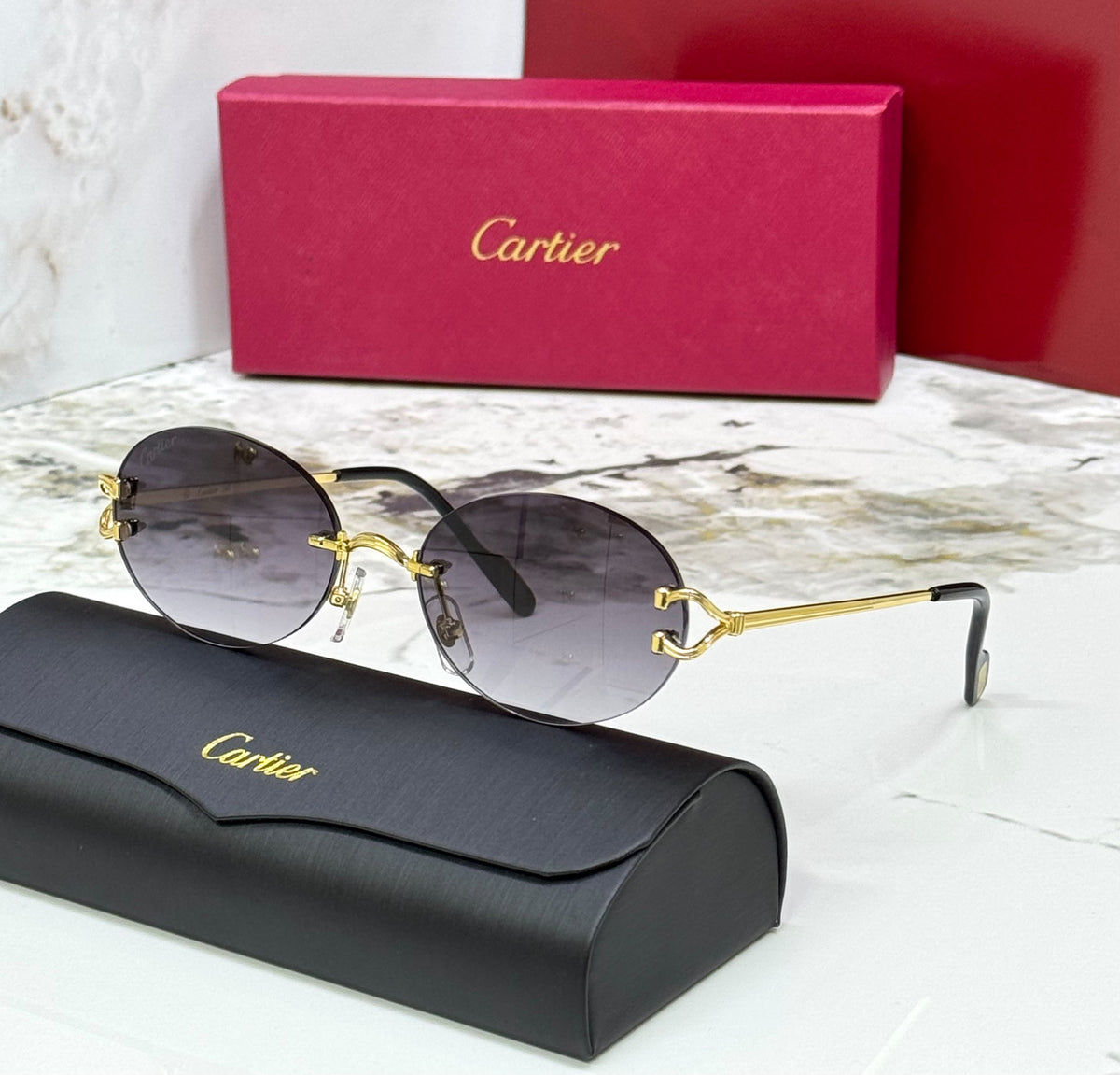 Cartier Round Rimless Sunglasses