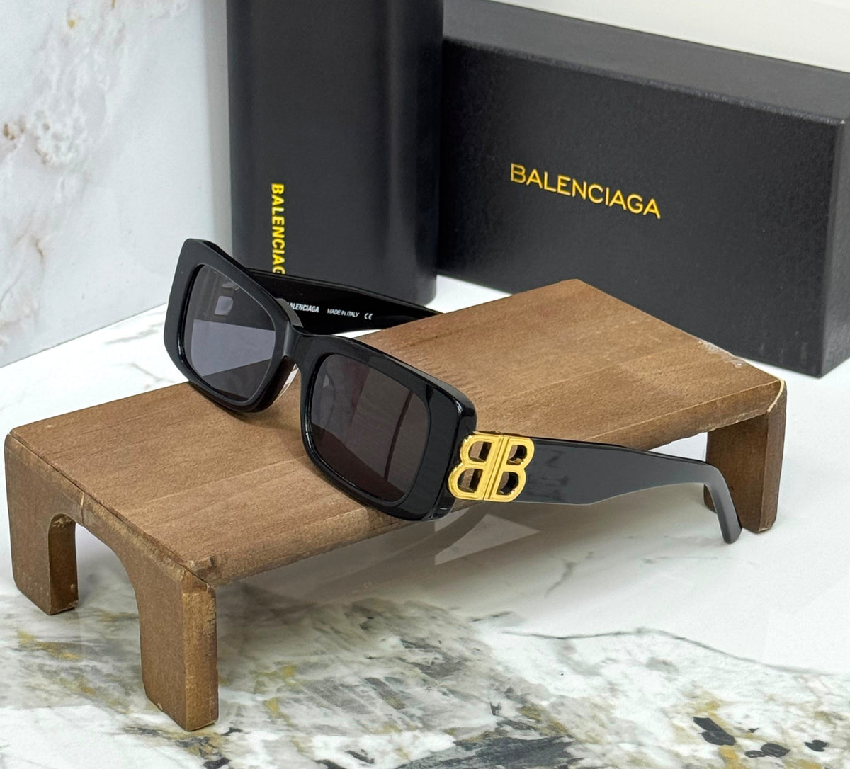 Balenciaga Rectangular BB-Temple Sunglasses