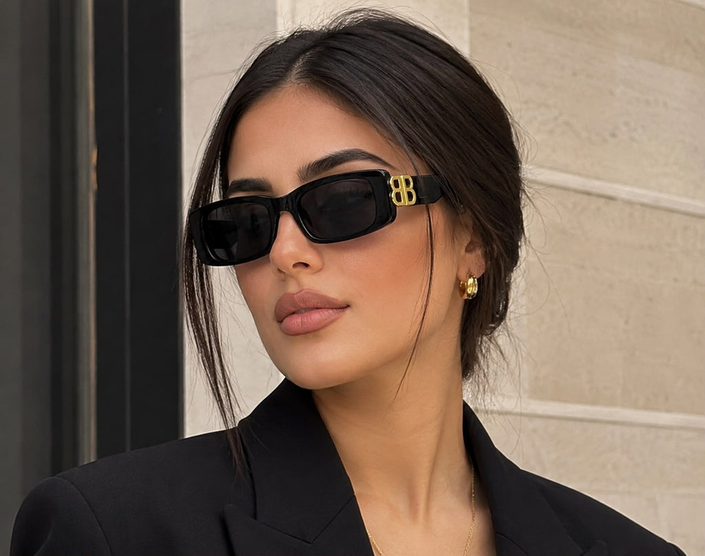 Balenciaga Rectangular BB-Temple Sunglasses