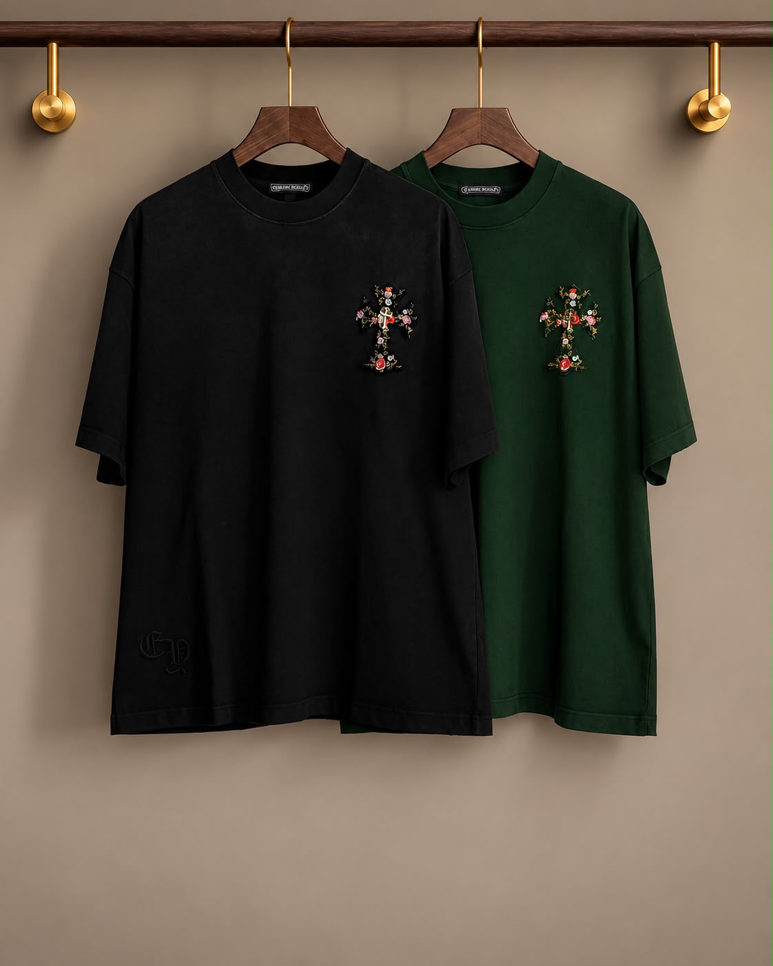 Chrome Floral Cross Crewneck T-Shirt