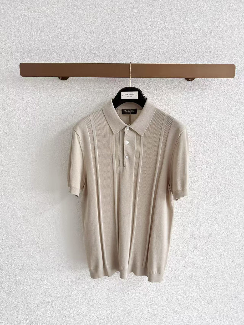 Loro Piana Vertical-Stripe Short-Sleeve Polo Shirt