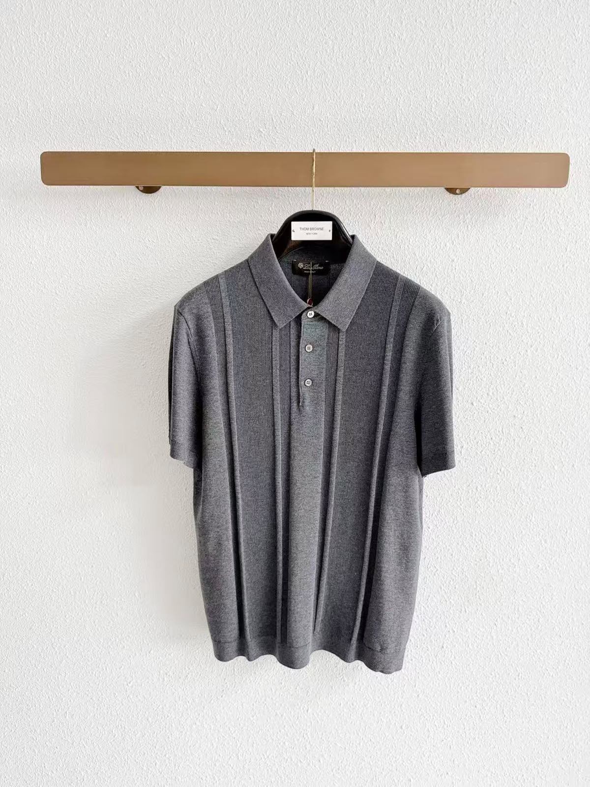 Loro Piana Vertical-Stripe Short-Sleeve Polo Shirt