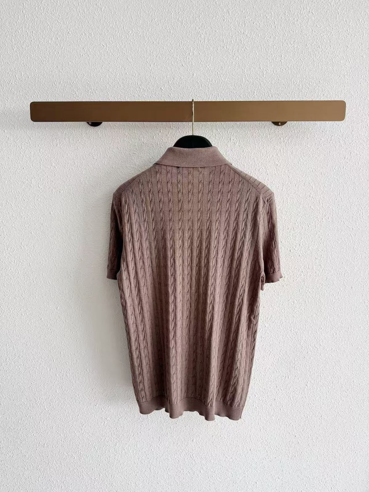 Brunello Cucinelli Cable-Knit Short-Sleeve Polo Shirt