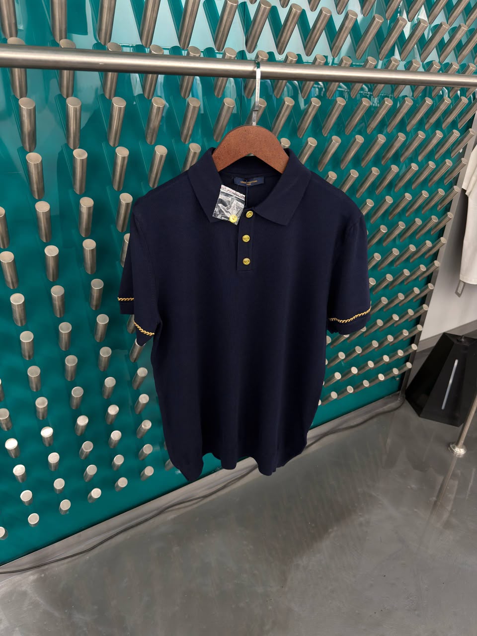 Louis Vuitton Signature Chain Detail Short-Sleeved Knit Polo Shirt