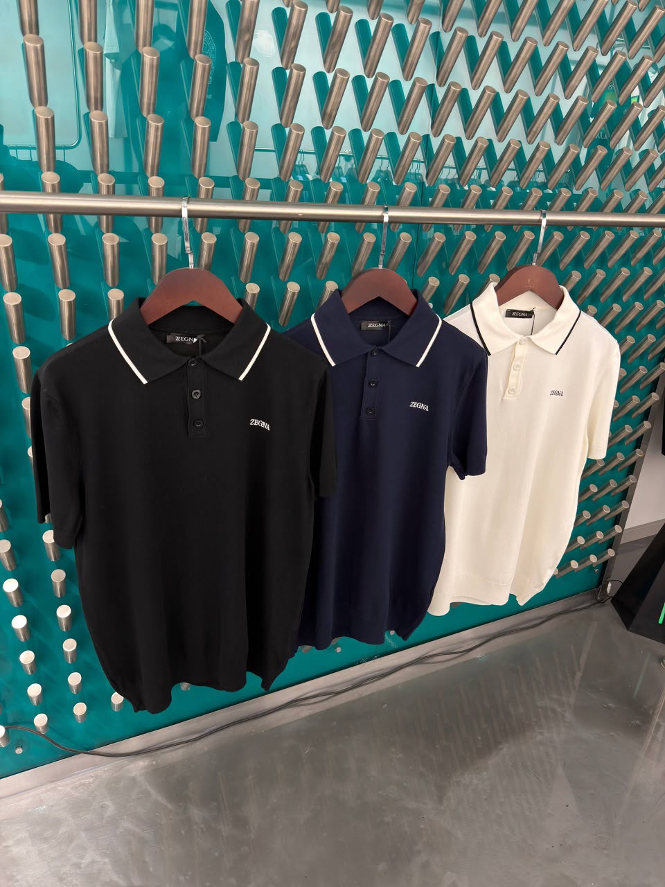 ZEGNA Contrast-Collar Short-Sleeve Polo Shirt