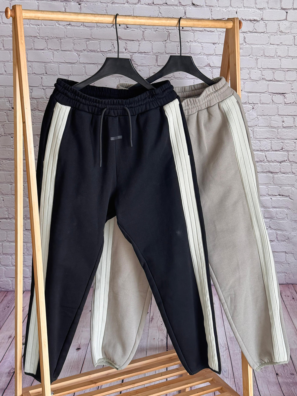 ESSENTIALS Contrast-Stripe Drawstring Track Pants