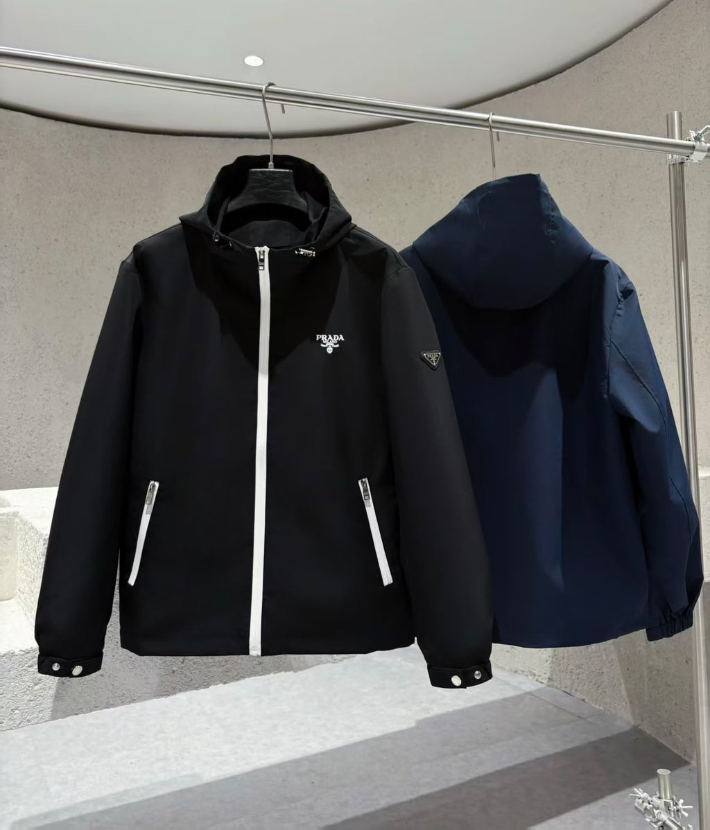 Prada Contrast-Zip Hooded Jacket