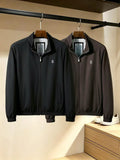 Brunello Cucinelli Chest-Emblem Stand-Collar Zip Jacket