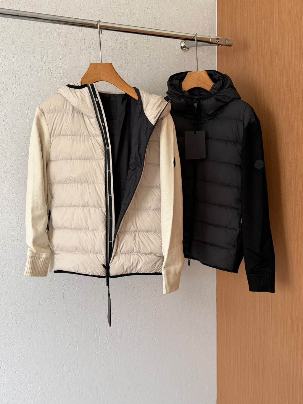 MONCLER Quilted-Front Knit-Sleeve Hooded Jacket