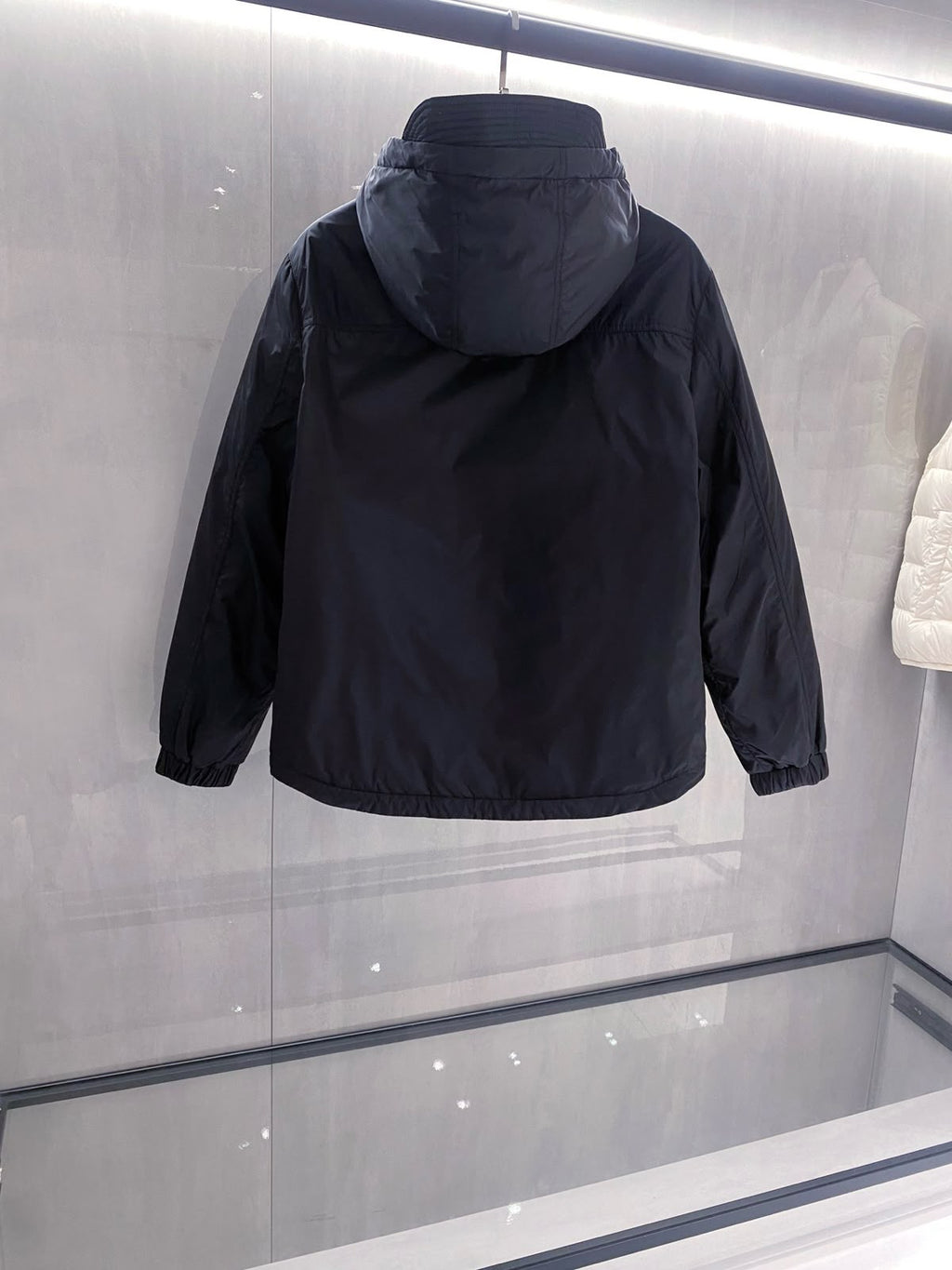Prada Triangle-Logo Hooded Jacket with Contrast Lining