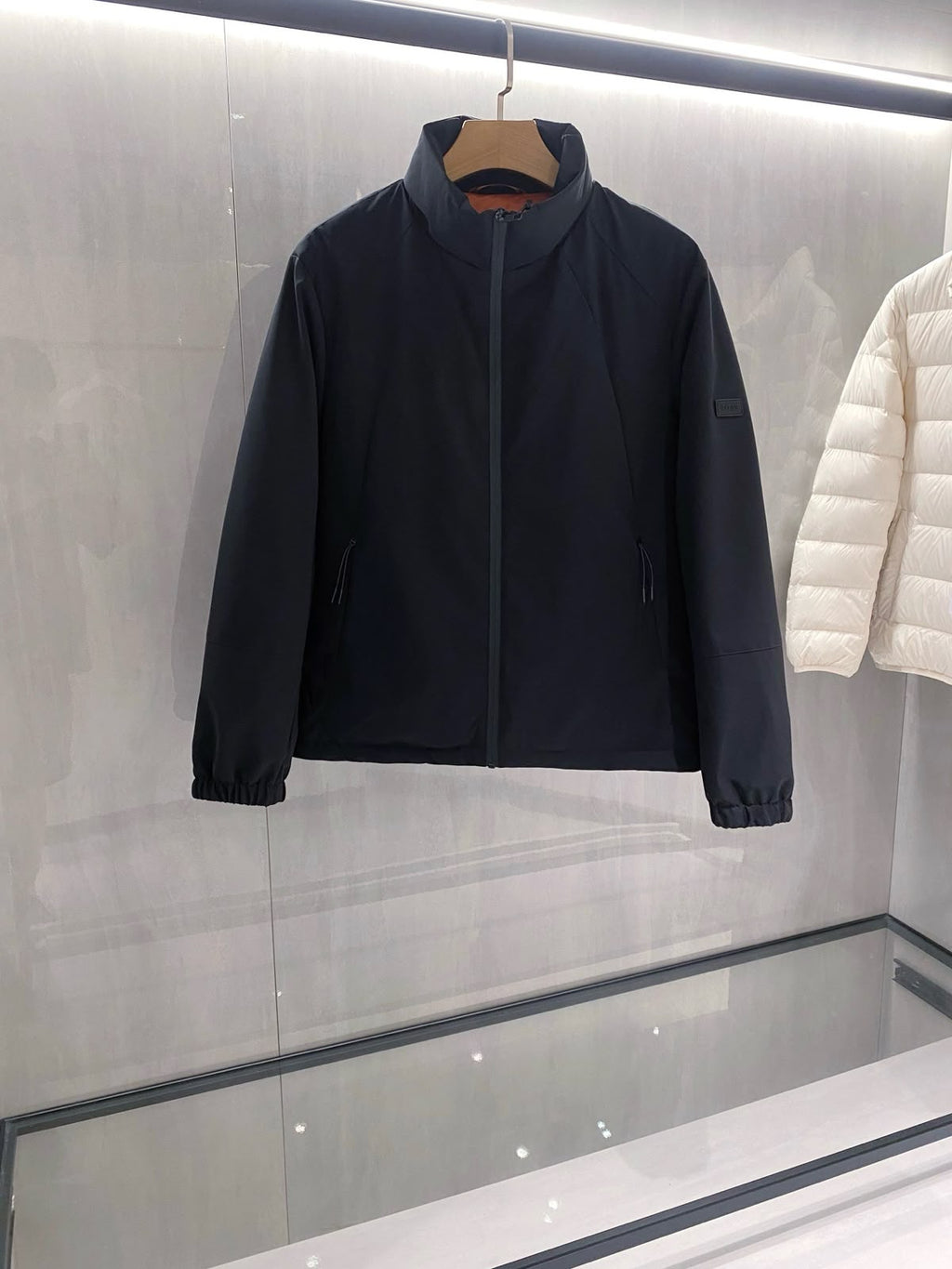 Zegna Stand-Collar Zip Jacket with Orange Lining
