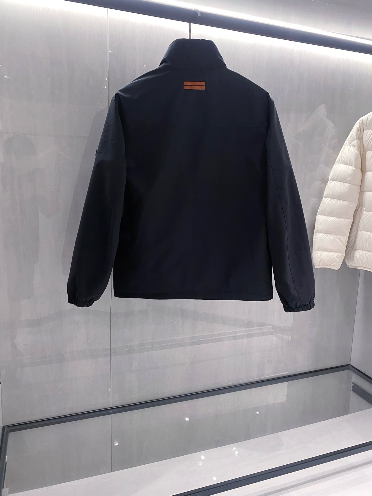 Zegna Stand-Collar Zip Jacket with Orange Lining