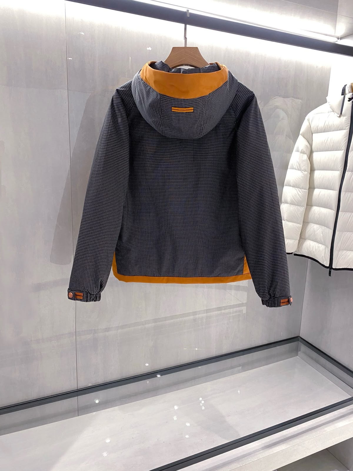 Zegna Micro-Check Contrast-Trim Hooded Jacket