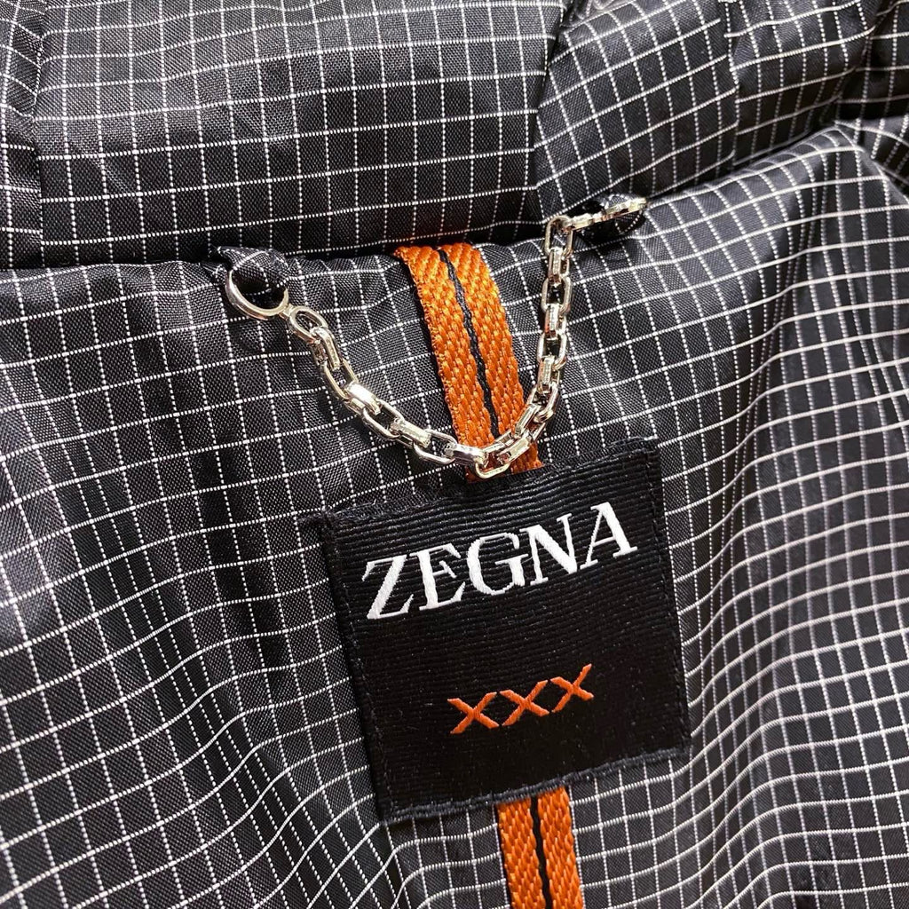 Zegna Micro-Check Contrast-Trim Hooded Jacket