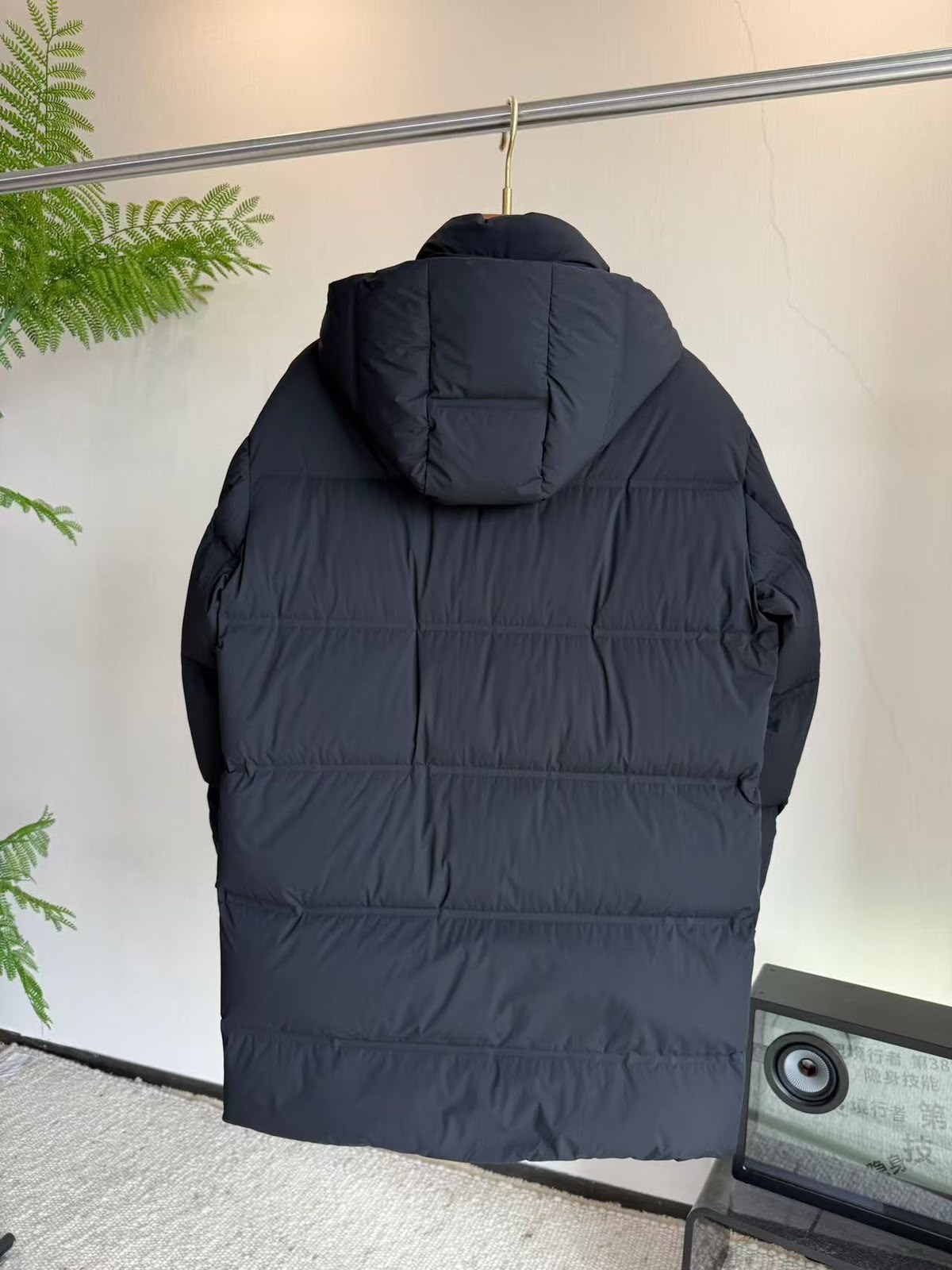 Prada Red-Logo Hooded Long Puffer Coat