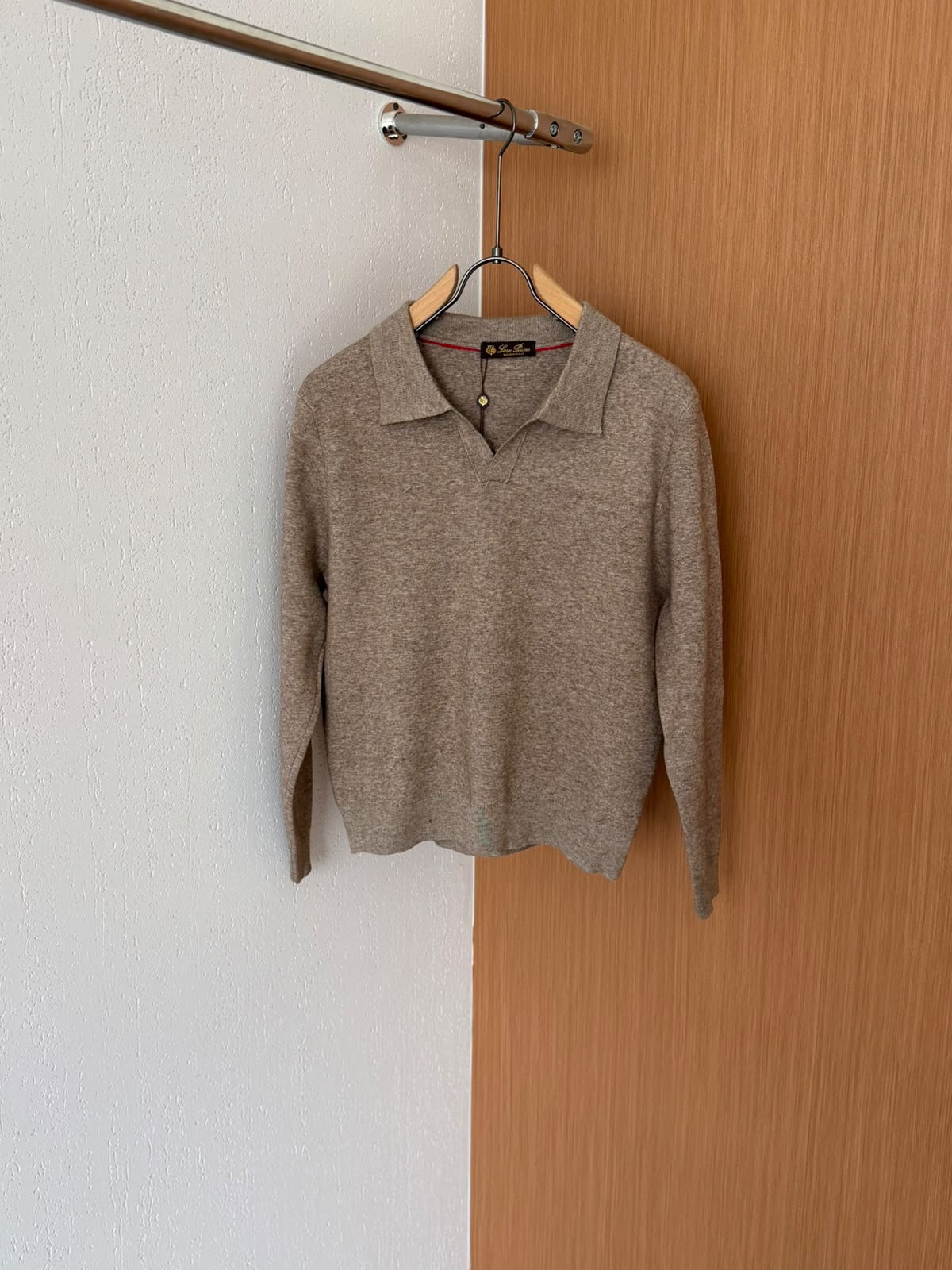 Loro Piana Open-Collar Long-Sleeve Polo Sweater