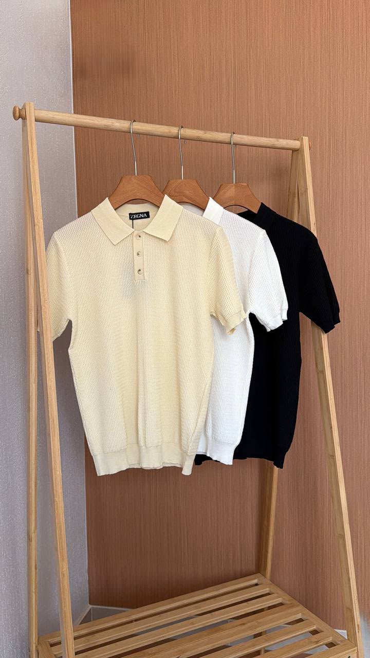 Zegna Textured Short-Sleeve Knit Polo