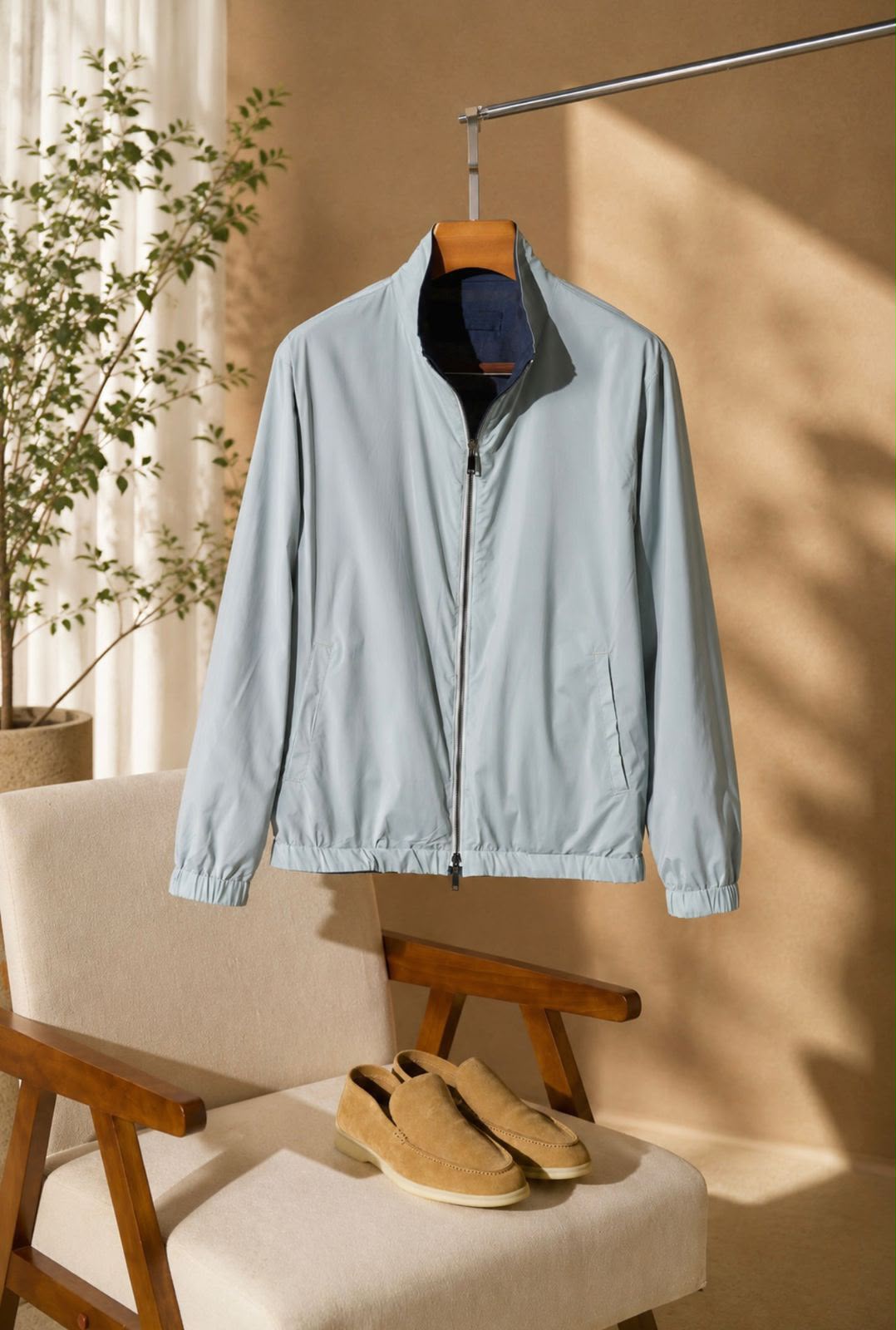 Zegna Reversible Stand-Collar Zip Jacket