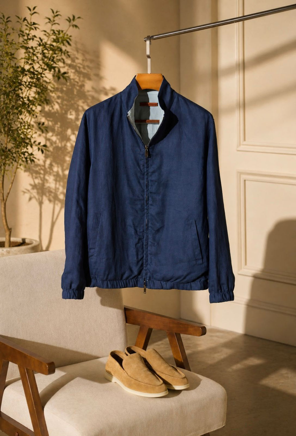 Zegna Reversible Stand-Collar Zip Jacket
