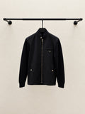 Prada Triangle-Logo Knit-Sleeve Zip Jacket