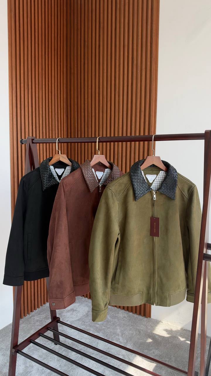 Bottega Woven-Detail Collar Zip Jacket
