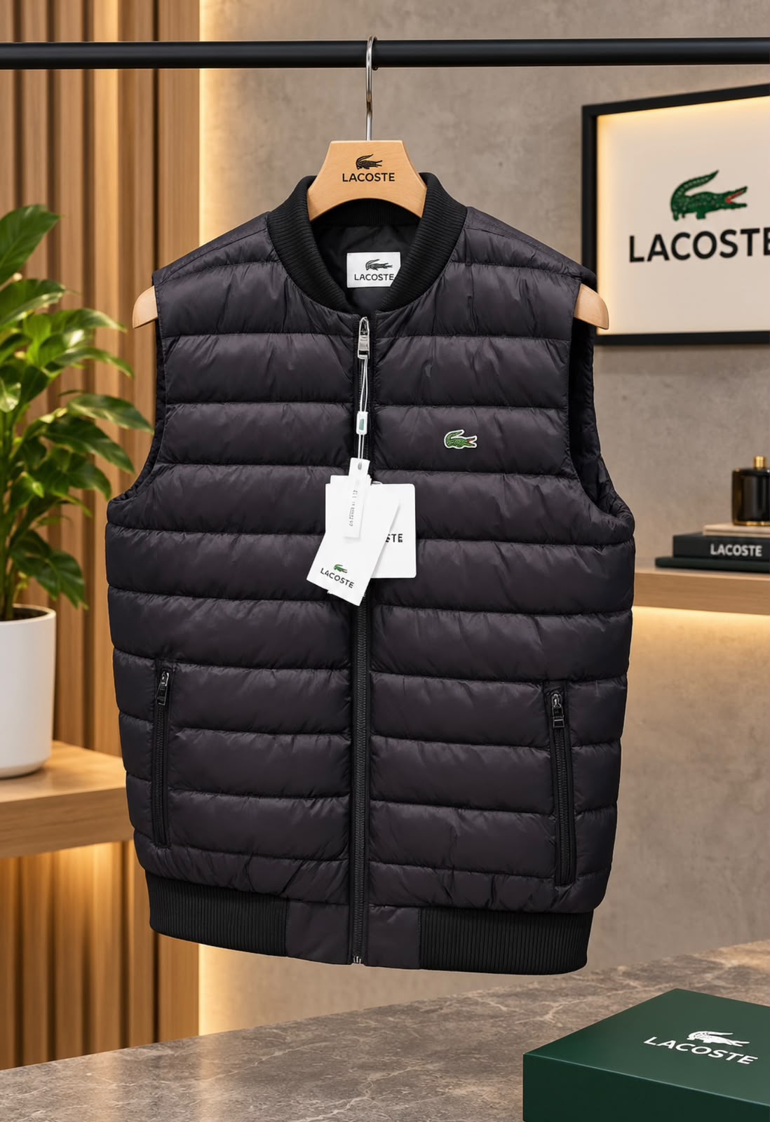 LACOSTE Quilted Zip-Front Vest