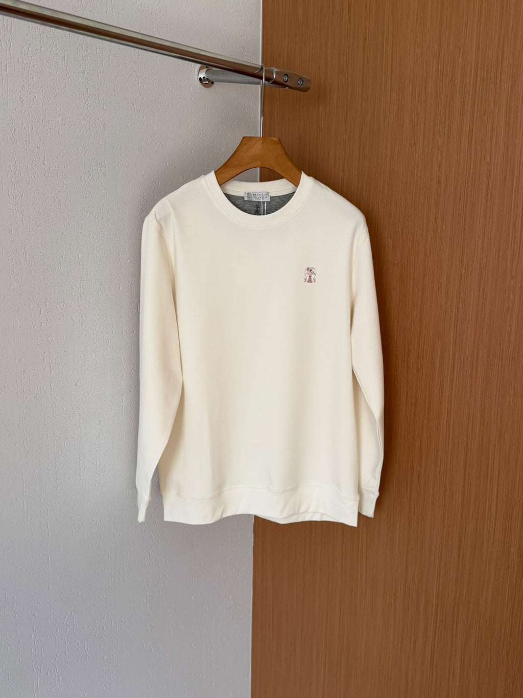 Crew-Neck Chest-Emblem Sweater