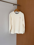 Crew-Neck Chest-Emblem Sweater