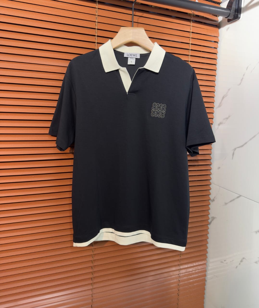 LOEWE Contrast-Collar Anagram Polo
