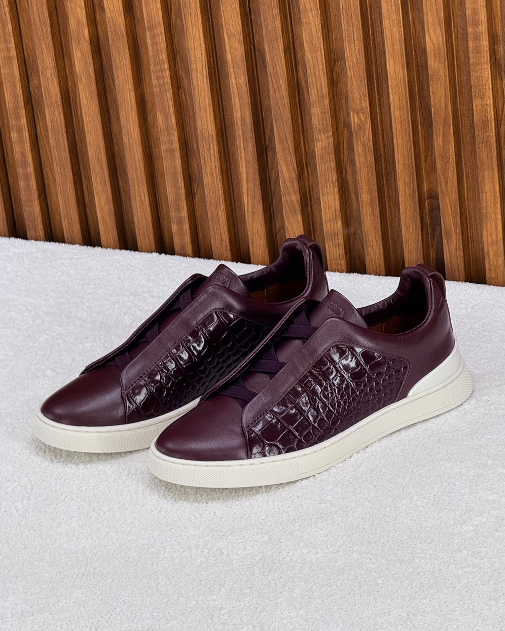 ZEGNA Textured-Panel Slip-On Sneakers
